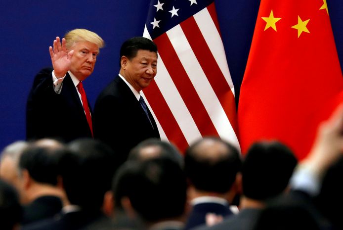 Archiefbeeld - De Chinese president Xi Jinping samen met zijn Amerikaanse ambtsgenoot Donald Trump.