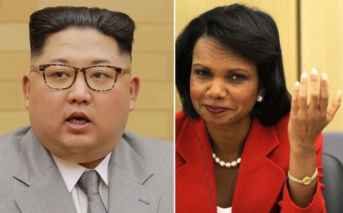 Links: Kim Jong-un, rechts:  Condoleezza Rice