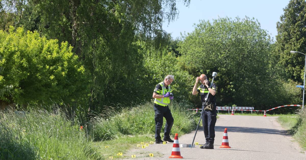 Een paar tellen na het dodelijke ongeluk in Zaltbommel was de blauwe auto nergens meer te bekennen.