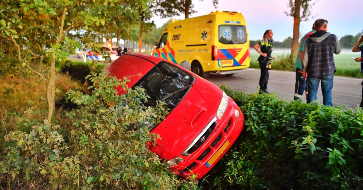 Auto komt in greppel terecht in Bergeijk, inzittenden komen met de