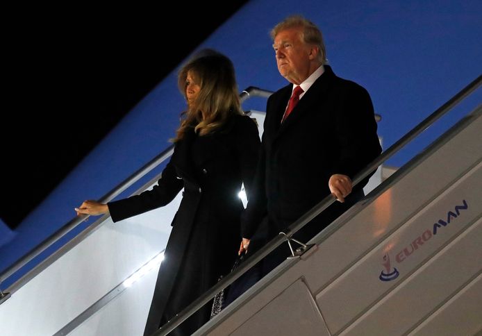 De Amerikaanse president Donald Trump en zijn vrouw Melania zijn vrijdagavond gearriveerd in Parijs voor de herdenking van het einde van de Eerste Wereldoorlog, honderd jaar geleden.