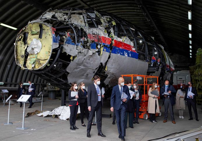 Rechters en advocaten deden onlangs een schouw van de reconstructie van het vliegtuig van vlucht MH17