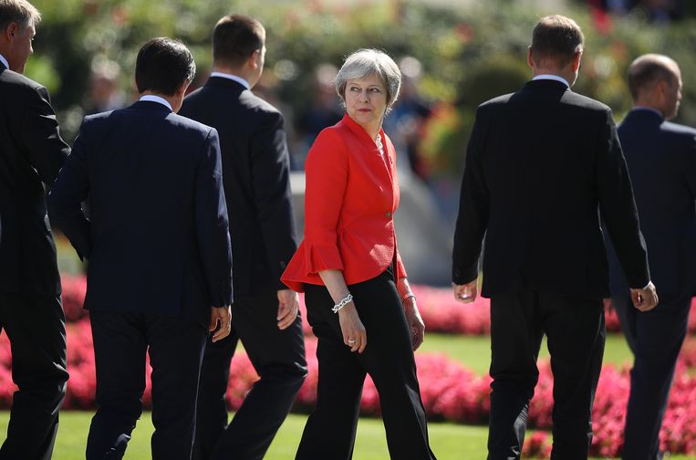 Of het nu gaat om een onwillige partij of Europese regeringsleiders die dwarsliggen, Theresa May stapt altijd snel over tegenslagen heen. Beeld Getty Images
