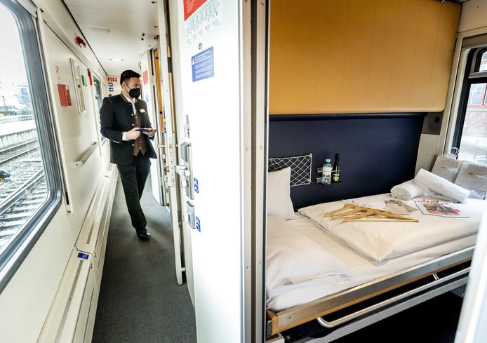 Interieur van de Nightjet, een nachttrein tussen Brussel en Wenen