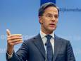 Demissionair premier Mark Rutte tijdens de persconferentie over strengere coronamaatregelen in Nederland.