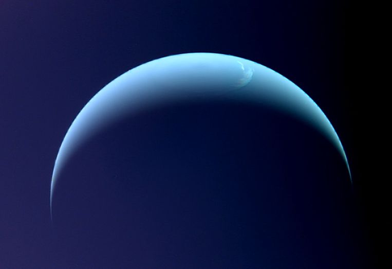 Neptunus, geschoten door ruimtesonde Voyager 2. Beeld NASA/JPL-Caltech/Kevin M. Gill