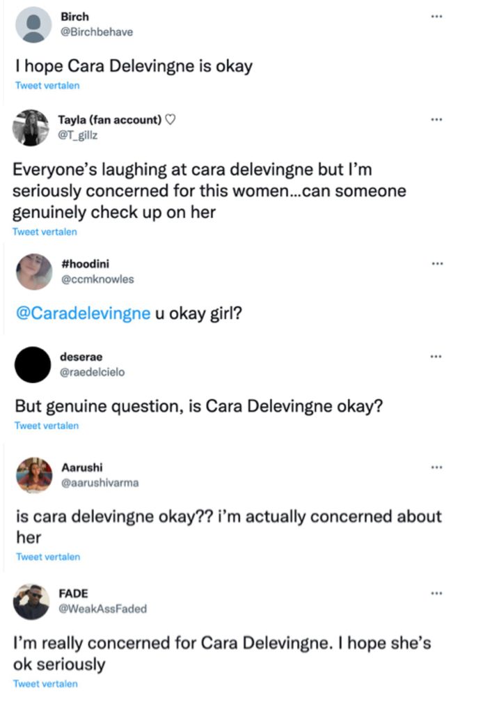 De fans van Cara Delevingne hebben hun bezorgdheid geuit op Twitter.