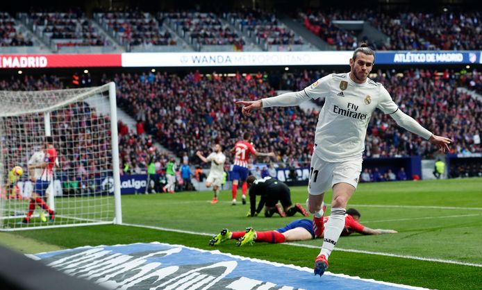 Gareth Bale na zijn goal tegen Atlético Madrid.