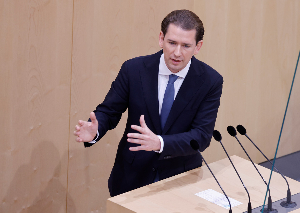 Sebastian Kurz gisteren in het Oostenrijkse parlement.