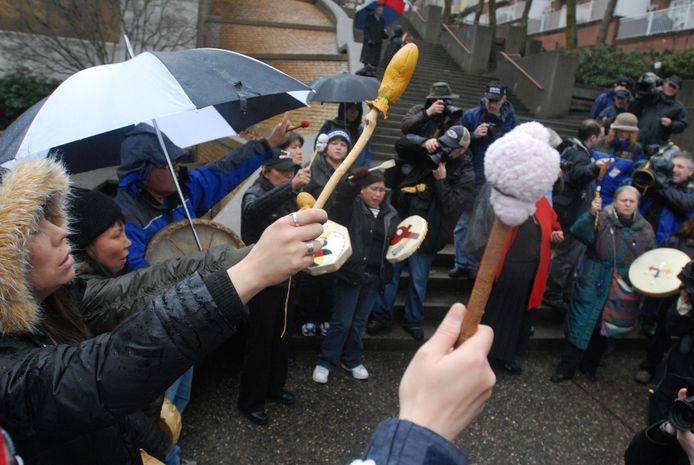 Een protestactie voor de rechten van inheemse vrouwen in Canada.