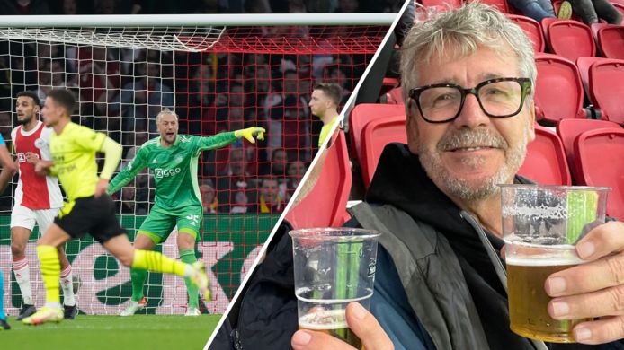 Links: een druk coachende Pasveer, die uitblonk in de wedstrijd tegen Dortmund. Rechts: Paul Kleinmeulman uit Nijverdal in het stadion tijdens de wedstrijd.