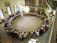 De raadszaal in de gemeente Deventer. Gemeentebelang is momenteel de grootste partij met negen zetels.
