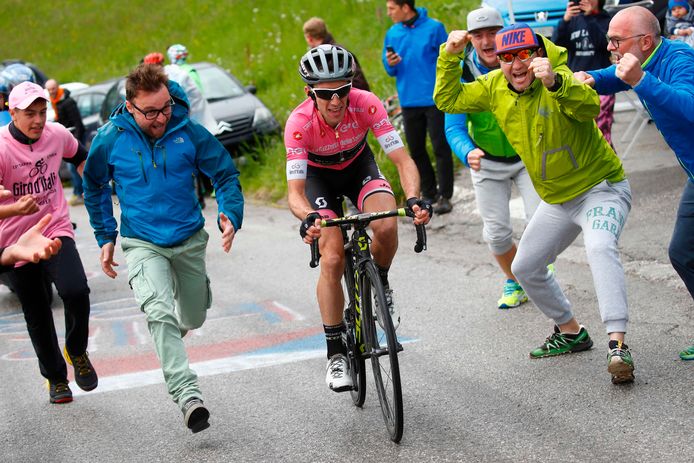 Simon Yates in de Giro van 2018.