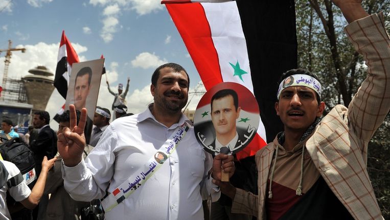 Aanhangers van de Syrische president Assad in Jemen Beeld ANP