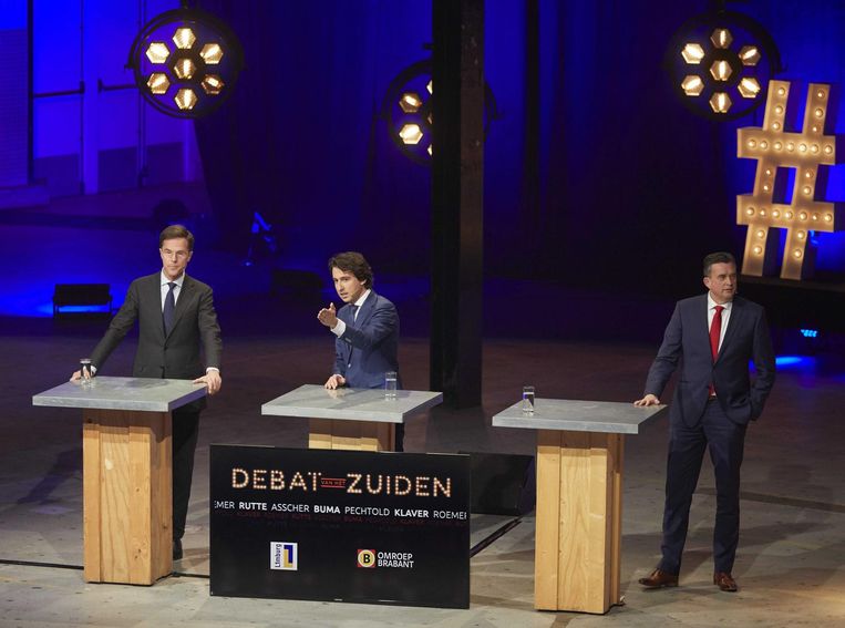 Rutte, Klaver en Roemer bij het Debat van het Zuiden Beeld anp