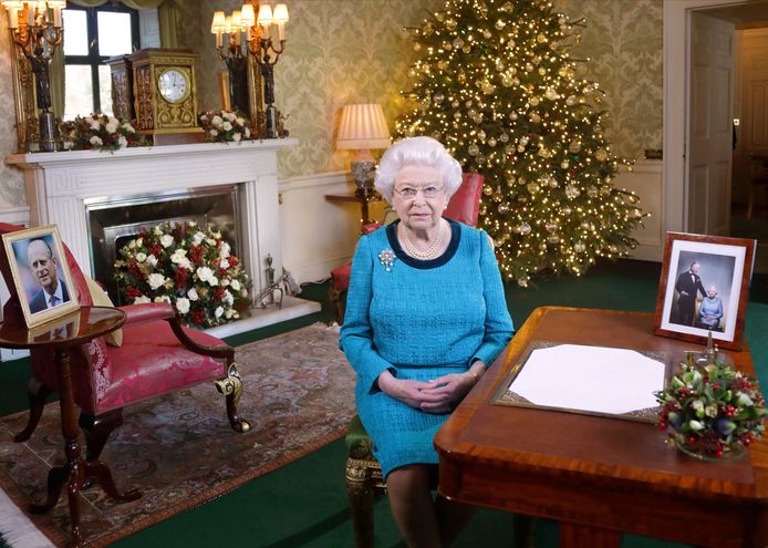 Koningin Elizabeth II tijdens haar kersttoespraak.