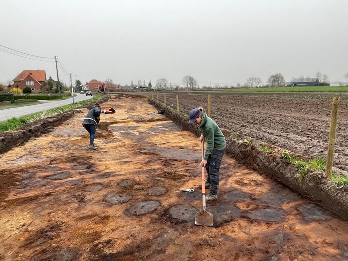 De archeologen aan Verbranden Bos.