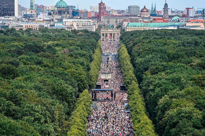 De 'hoofdbetoging' in Berlijn. Er zijn vandaag verschillende acties gepland in de Duitse hoofdstad.