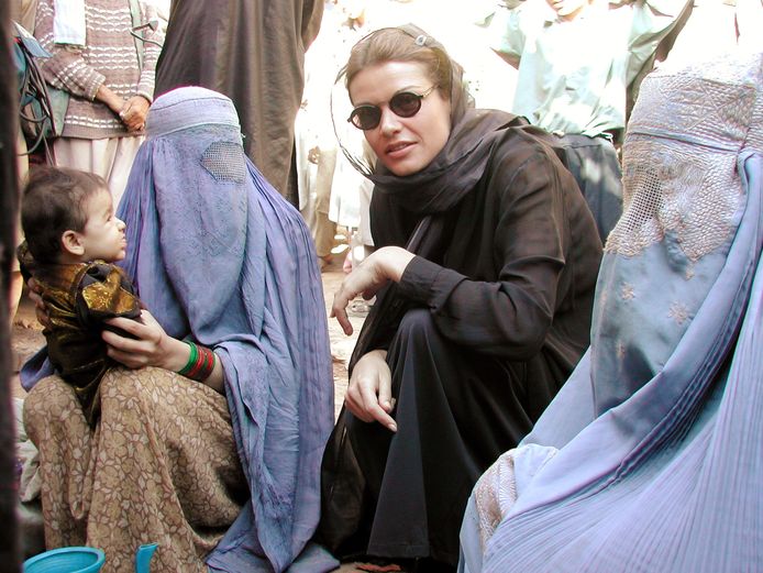 Goedele Liekens toen ze in 2002 als Goodwill Ambassadrice voor de VN Afghanistan bezocht.