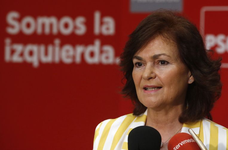 De nieuwe vicepremier Carmen Calvo. Beeld EPA