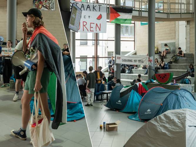 Vijftigtal studenten met tenten bezetten Universiteit Antwerpen: “Breek de banden met Israël!”