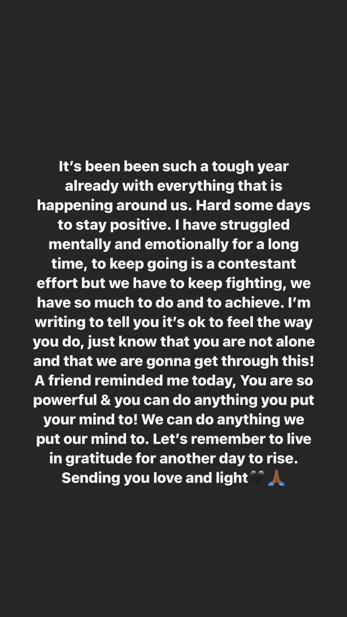 Hamilton liet zich op Instagram uit over zijn mentale en emotionele worstelingen.