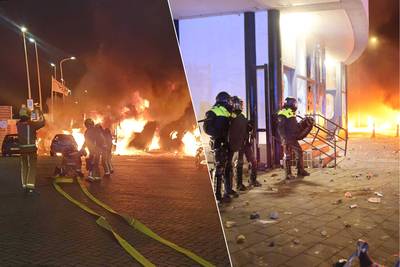 Hevige rellen in Den Haag: politieauto’s in brand en agenten bekogeld met stenen