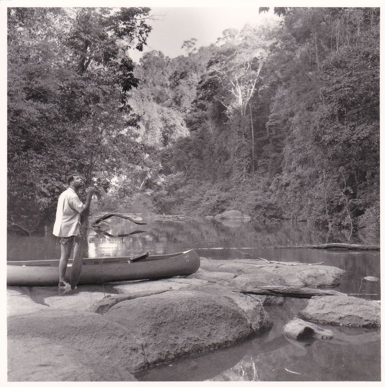 Archeoloog Piet Bolwerk op expeditie in Suriname. Beeld Privéarchief