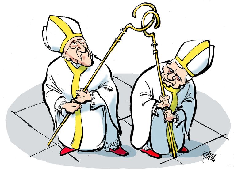 Paus Franciscus en Benedictus Beeld Tom Janssen