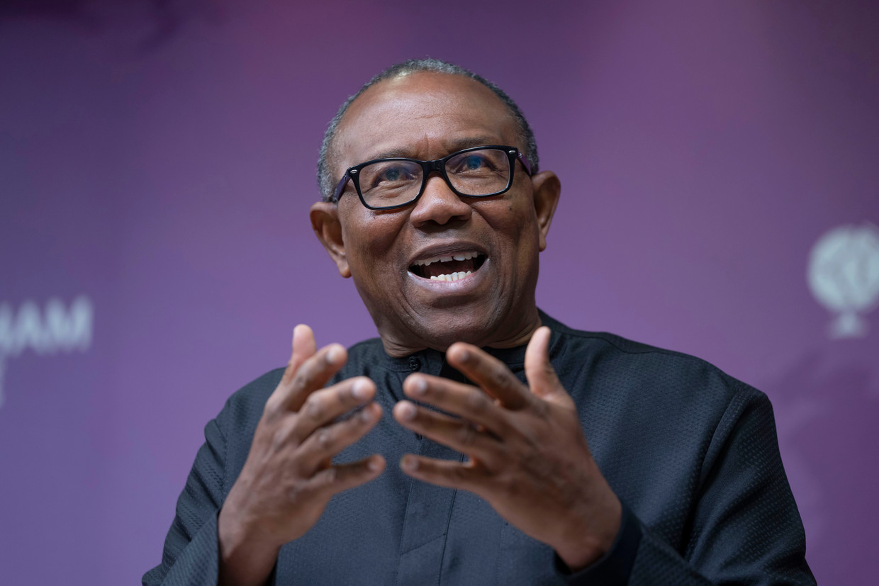 Peter Obi, hier tijdens een toespraak in Londen in januari. 