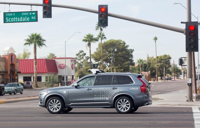 Beeld ter illustratie. Een zelfrijdende Volvo in Scotssdale in de Amerikaanse staat Arizona.