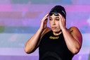 Een geconcentreerde Ranomi Kromowidjojo tijdens de International Swimming League in november 2021 in Eindhoven.