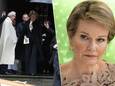 Koningin Mathilde bij de uitvaartdienst van graaf Raoul d'Udekem d'Acoz, voormalig gemeenteraadslid van Herne en CD&V-politicus, en oom van de Belgische koningin, in Edingen - Edingen, donderdag 30 maart 2023.