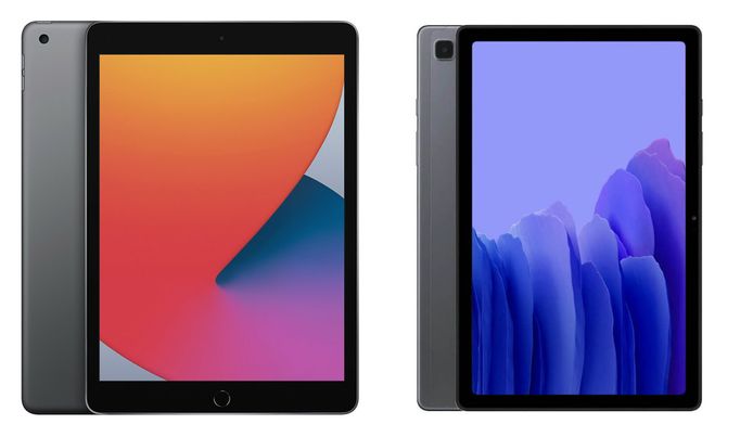 Zoek de verschillen: iPad versus Samsung Galaxy Tab A7.