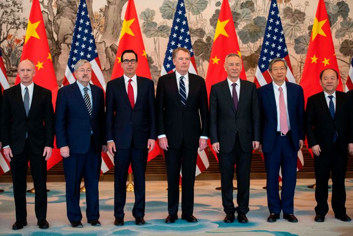 De Amerikaanse en Chinese onderhandelingsteams.