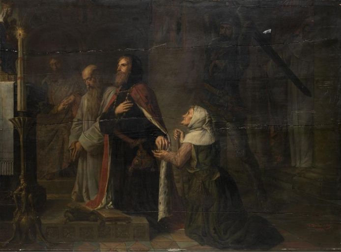 ‘De dood van Karel de Goede’ van Henri Dobbelaere in de collectie van het Groeningemuseum in Brugge.