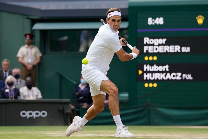 Roger Federer vorige maand tijdens Wimbledon.
