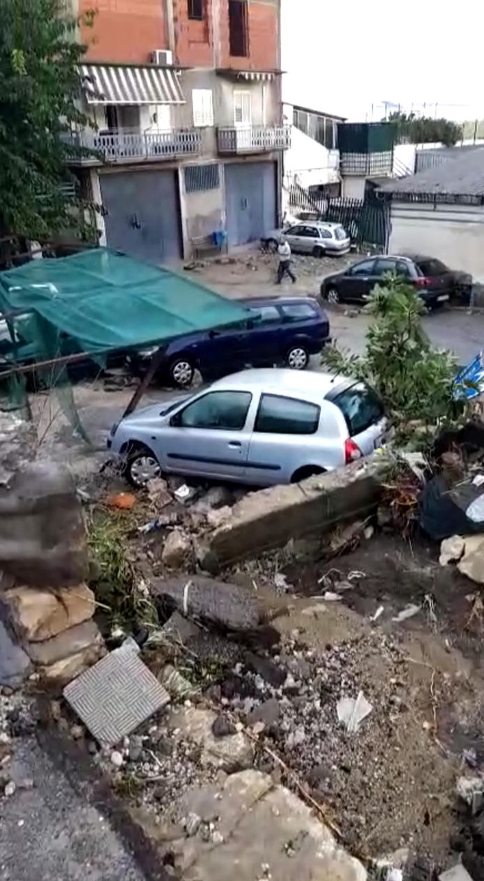 Stormschade in het oosten van Sicilië.