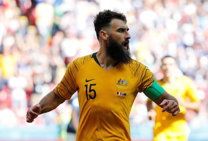 Mile Jedinak na een goal op het WK van 2018.