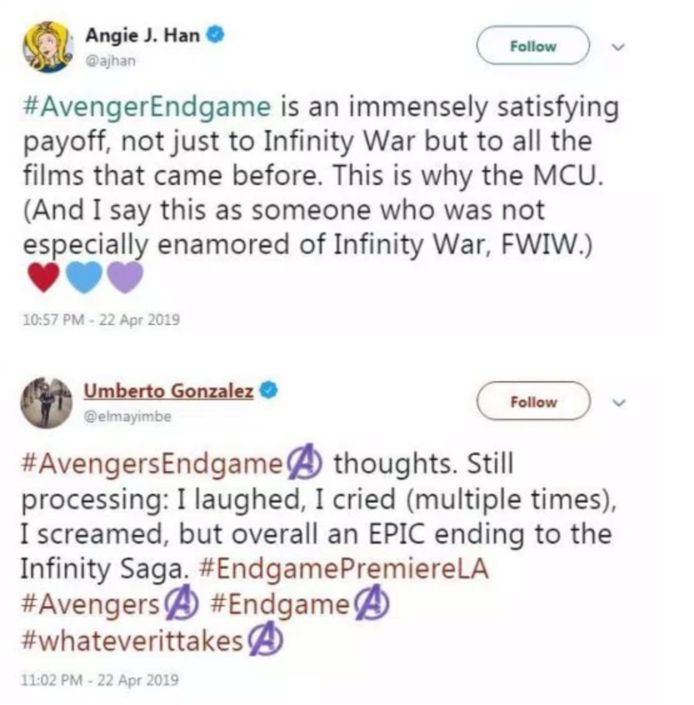 Reacties op 'Avengers: Endgame'.