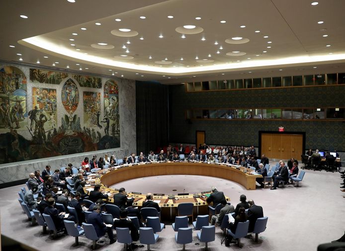 De VN Veiligheidsraad tijdens een spoedvergadering. Archieffoto.
