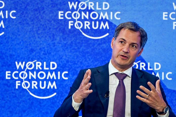 Premier Alexander De Croo op het Wereld Economisch Forum in het Zwitserse Davos.