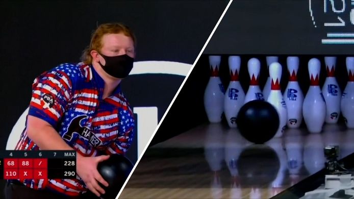 Andy Neuer op weg naar zijn unieke bowlingprestatie.