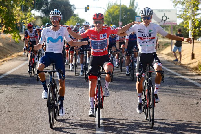 Vorig jaar won Evenepoel de Vuelta. Mas en Ayuso werden respectievelijk tweede en derde.