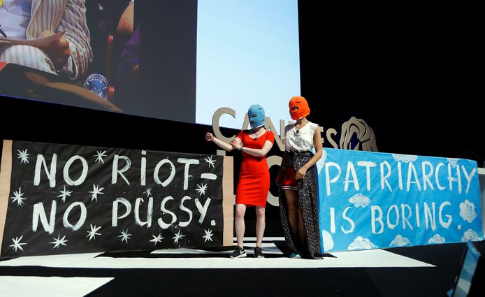 Pussy Riot in actie (Archiefbeeld).