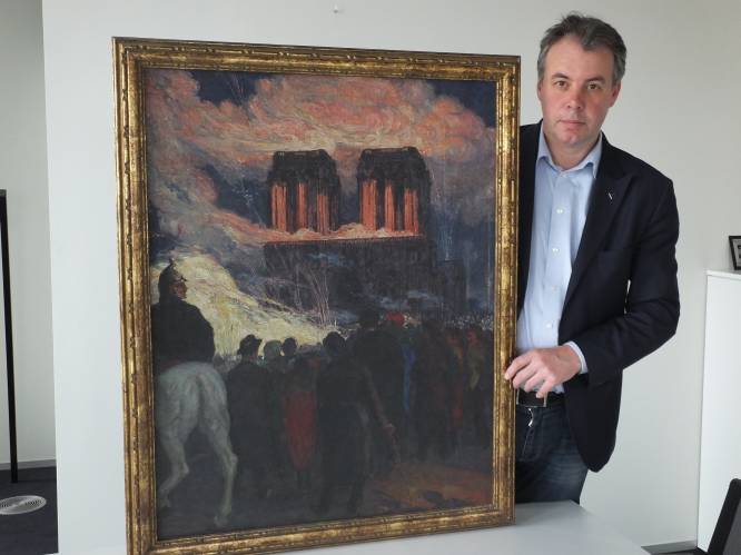 Schilderij brandende Notre-Dame geveild voor 3.024 euro