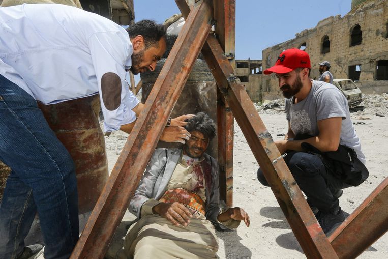De film, waarin Syrische acteurs in traditionele Jemenitische kleding spelen, is gebaseerd op de evacuatie van Chinese en andere buitenlanders uit Jemen in 2015.  Beeld AFP