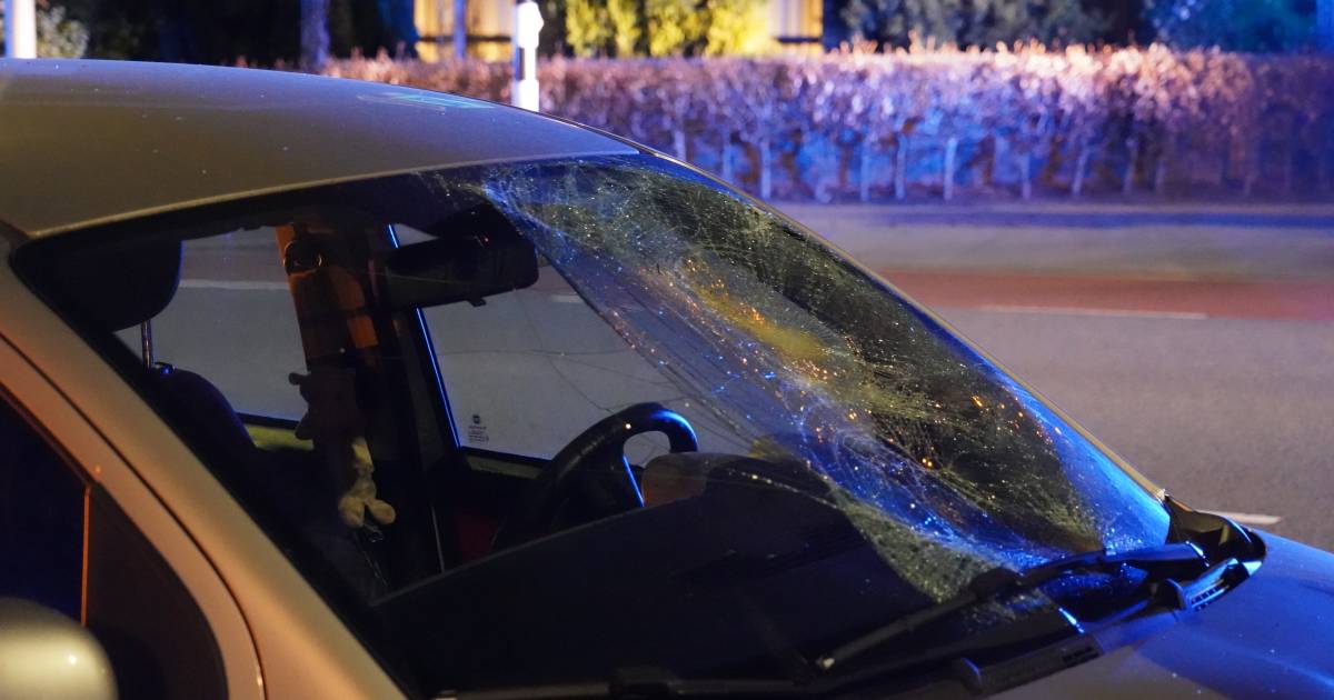 Voetganger gewond na ongeluk in Meppel, auto raakt zwaar beschadigd.