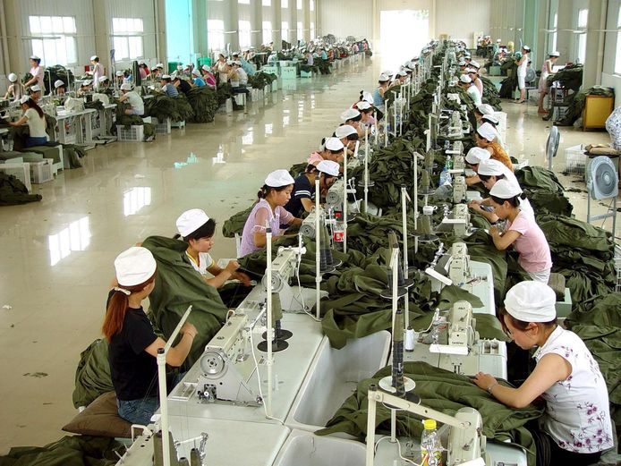Een textielfabriek in China.