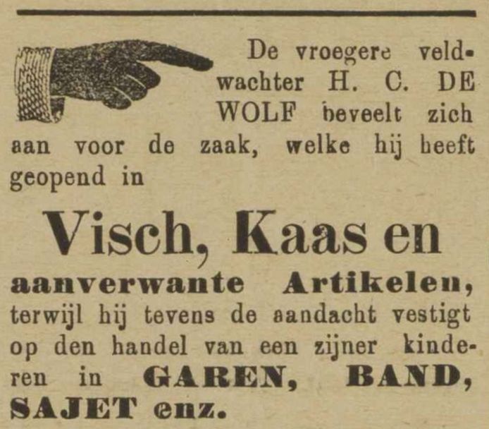 Veldwachter Manus de Wolf begint een viswinkel (1894)